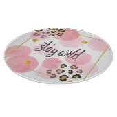 Planche À Découper Restez sauvage, empreinte de léopard, cercles rose (Coin)