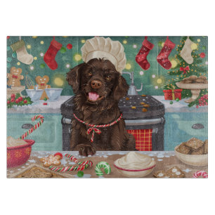 Planche À Découper Retriever à poil plat Fête de Noël en cuisine : No