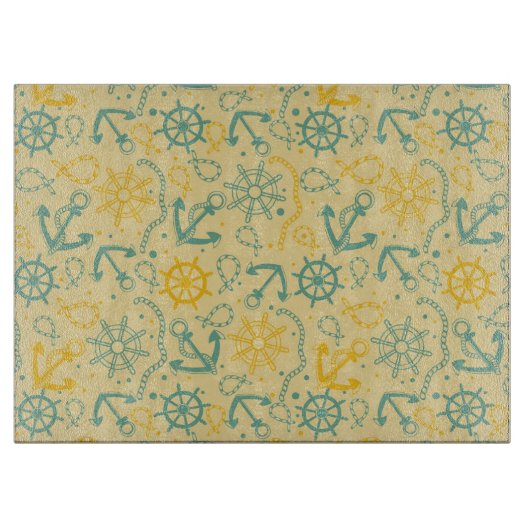 Planche À Découper Rétro arrière - plan avec l'ancre, cordes (Devant)