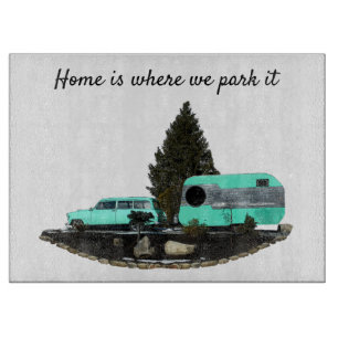 Planche À Découper Retro Camping Voiture Trailer Nomad Cutboard