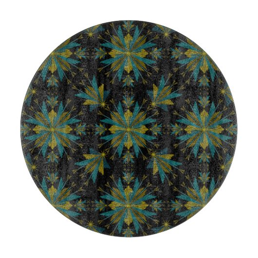 Planche À Découper Retro Fairy Stars Black Glass Cutting Board (Devant)