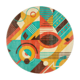 Planche À Découper Rétro géométrique coloré : abstraction vintage.