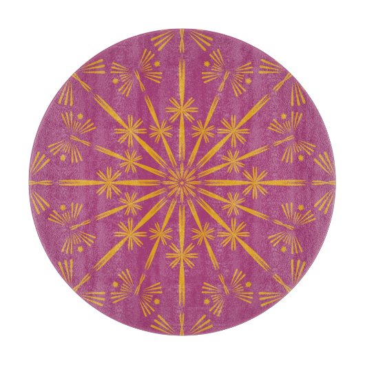 Planche À Découper Retro Mandala Boysenberry Glass Cutboard (Devant)