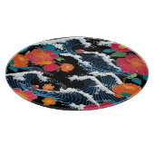 Planche À Découper Retro Modern Seigaiha Sakura Flowers Japan party (Coin)