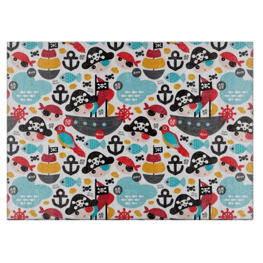 Planche À Découper Rétro navigation d'illustration de pirates (Devant)