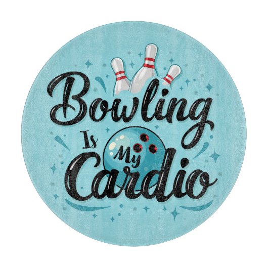 Planche À Découper Retro Neon "Bowling Is My Cardio" Funny Bowling (Devant)