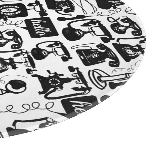 Planche À Découper Retro Noir ou toute couleur & Blanc Téléphone Moti (Coin)