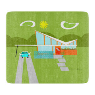 Planche À Découper Retro Palm Springs House Planche de coupe en verre