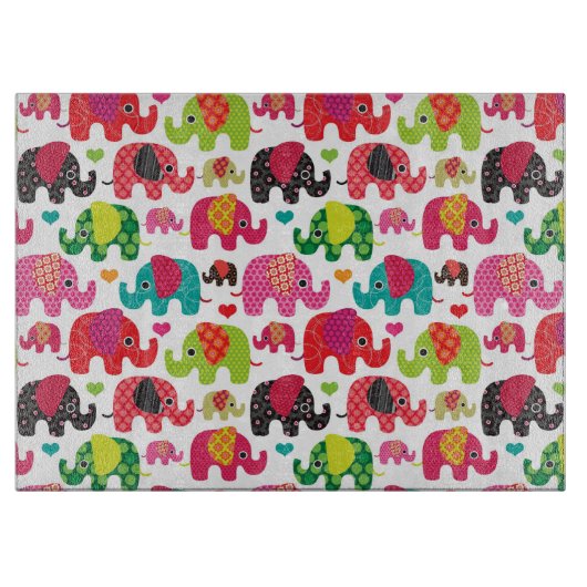 Planche À Découper rétro papier peint de motif d'enfants d'éléphant (Devant)