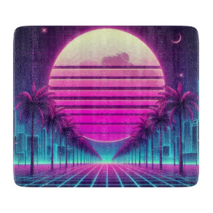 Planche À Découper rétro, soleil/palmiers néon des années 80