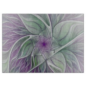 Planche À Découper Rêve de fleurs, Abstrait violet vert Fractal Art (Devant)