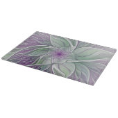 Planche À Découper Rêve de fleurs, Abstrait violet vert Fractal Art (Coin)