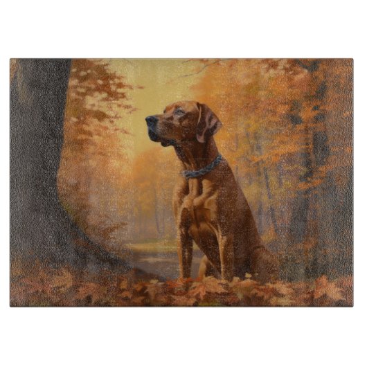 Planche À Découper Rhodesian Ridgeback à l'automne Feuilles automne I (Devant)
