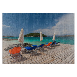 Planche À Découper Riviera albanaise, Ksamil, front de mer de la vill