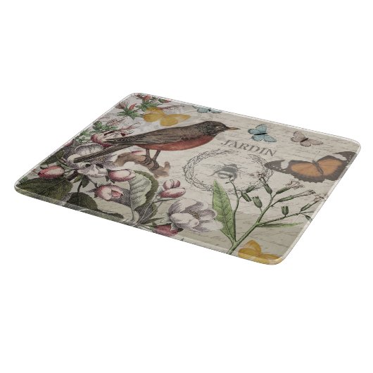 Planche À Découper Robin Elegant Bird Butterfly French Art (Coin)