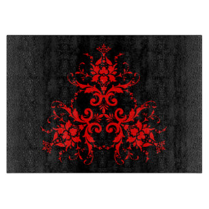 Planche À Découper Romantique, Elégant Vintage Damask Red Goth