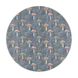 Planche À Découper Rond Fungi Gris Ardoise Profond Minimaliste Cercle