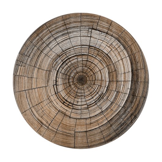 Planche à découper ronde en anneau d'arbre rustiqu (Devant)