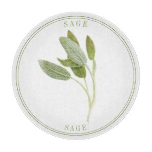 Planche à découper ronde en verre FRESH SAGE