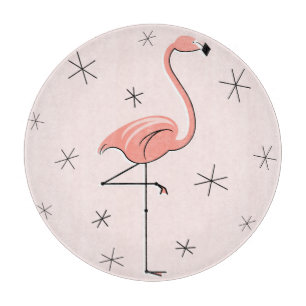 Planche à découper ronde rose flamant rose