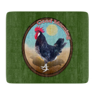 Planche À Découper Rooster de Minorque Bonjour Vintage Oval