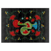 Planche À Découper Rooster portugais de la chance en vert (Devant)