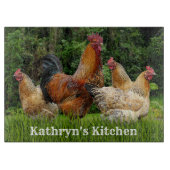 Planche À Découper Rooster rouge et poules (Devant)