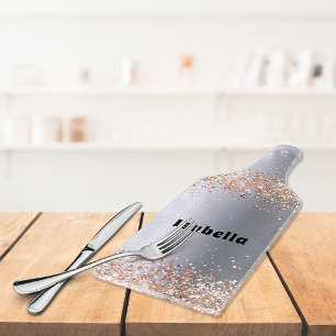 Planche À Découper Rose argent parties scintillant or nom étincelante