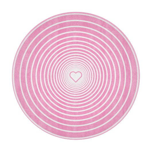 Planche à découper rose blanc avec coeur (Devant)