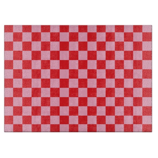 Planche À Découper Rose Checkered et rouge (Devant)