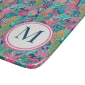 Planche À Découper Rose Clair Turquoise Bleu Marine Ananas Monogramme (Coin)