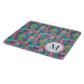 Planche À Découper Rose Clair Turquoise Bleu Marine Ananas Monogramme (Coin)