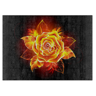 Planche À Découper Rose de feu en fleurs
