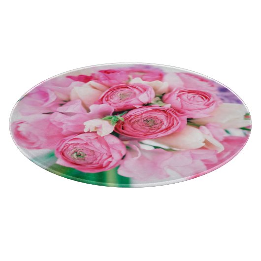 Planche à découper rose de fleurs de roses (Coin)