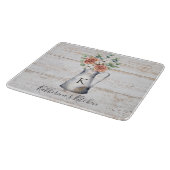 Planche À Découper Rose de monogramme rustique Eucalyptus coton dans (Coin)