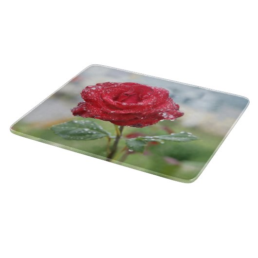 Planche À Découper Rose en gouttes de pluie (Coin)