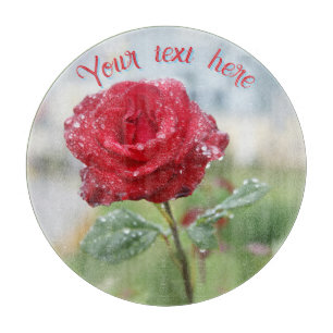 Planche À Découper Rose en gouttes de pluie