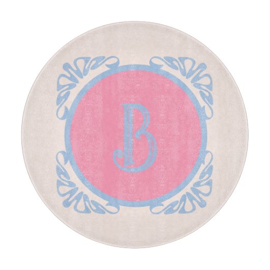 Planche À Découper Rose et bleu personnalisés (Devant)