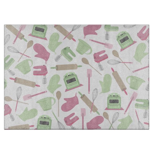 Planche à découper rose et verte de cuisine (Devant)