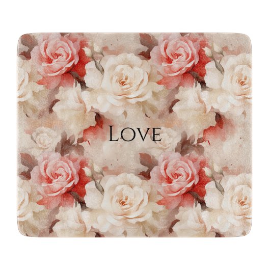 Planche À Découper Rose florale crème rose pâle jolie (Devant)