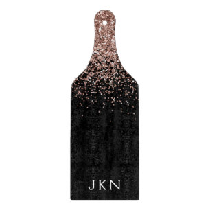 Planche À Découper Rose Gold Blush Pink Glitter Monogramme Initiales