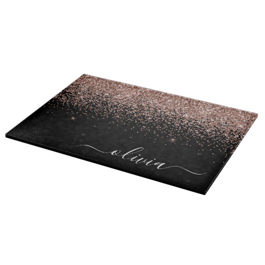 Planche À Découper Rose Gold Blush Pink Parties scintillant Script Mo (Coin)