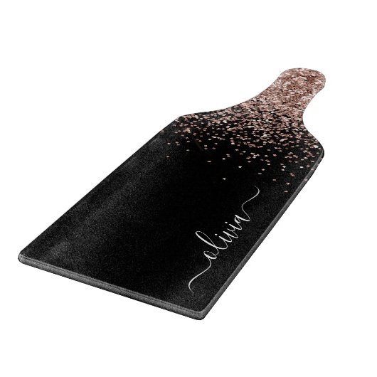 Planche À Découper Rose Gold Blush Pink Parties scintillant Script Mo (Coin)