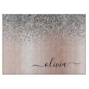 Planche À Découper Rose Gold - Blush Pink Silver Parties scintillant