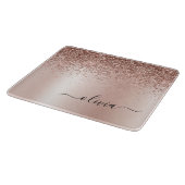 Planche À Découper Rose Gold - Blush Rose Pailleté Monogramme Nom (Coin)