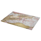 Planche À Découper Rose Gold Élégant | Monogramme Marbre Blanc (Coin)