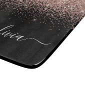 Planche À Découper Rose Gold Rose Pâle Paillettes Monogramme Script F (Coin)