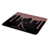 Planche À Découper Rose noir  or Parties scintillant gouttes Monogram (Coin)