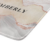 Planche À Découper Rose or argent agate marbre nom (Coin)