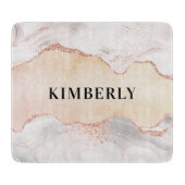 Planche À Découper Rose or argent agate marbre nom (Devant)